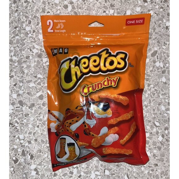 Cheetos Crunchy Socks Crews Mens 8 -13 Swag Fun Novelty Gift Holiday 2 Pair - Picture 1 of 2